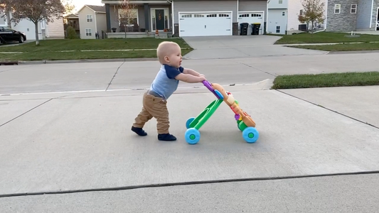 Baby walking with stroller